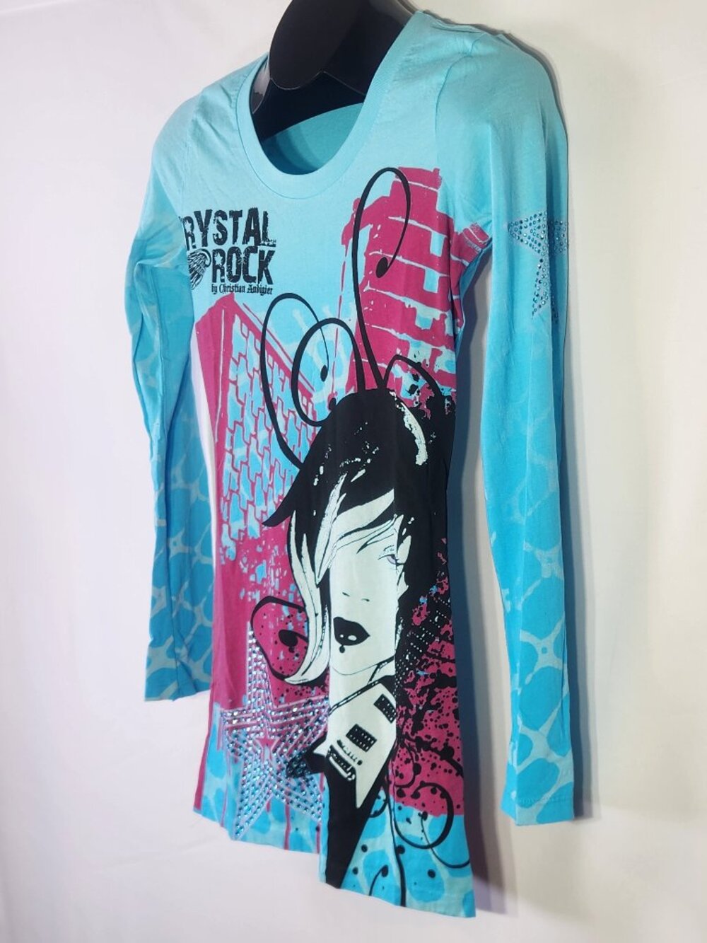Crystal Rock by Christian Audigier Limited Edition #21/1000 Rocker Girl Tee - M - Picture 5 of 16